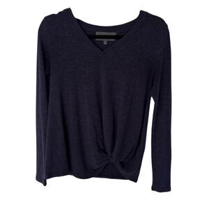 Anthropologie Sunday in Brooklyn Heathered Navy Twist Knot Long Sleeve Top XS